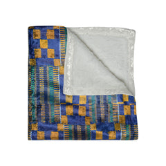 Blue/Yellow Kente Crushed Velvet Blanket