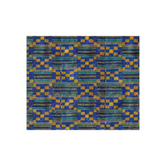 Blue/Yellow Kente Crushed Velvet Blanket