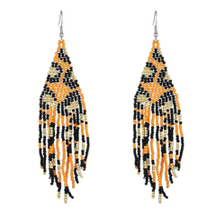 Leopard Beaded Dangle Earrings