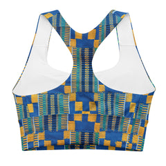 Blue/Yellow Kente Sports Bra