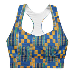 Blue/Yellow Kente Sports Bra
