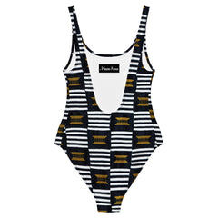 B/W Kente Swimsuit