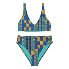 Blue/Yellow Kente High Waist Bikini