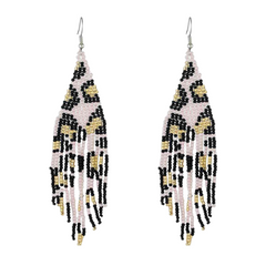 Leopard Beaded Dangle Earrings