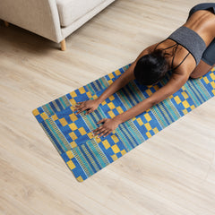 Blue/Yellow Kente Yoga Mat