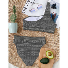 Mud Cloth Single Shoulder Bikini