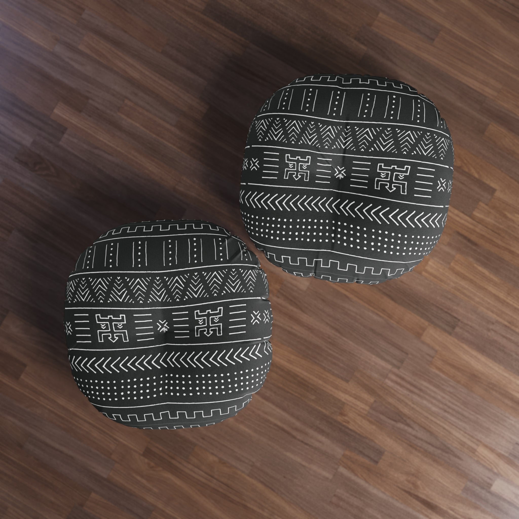 BW Mud Cloth Round Floor Pillow