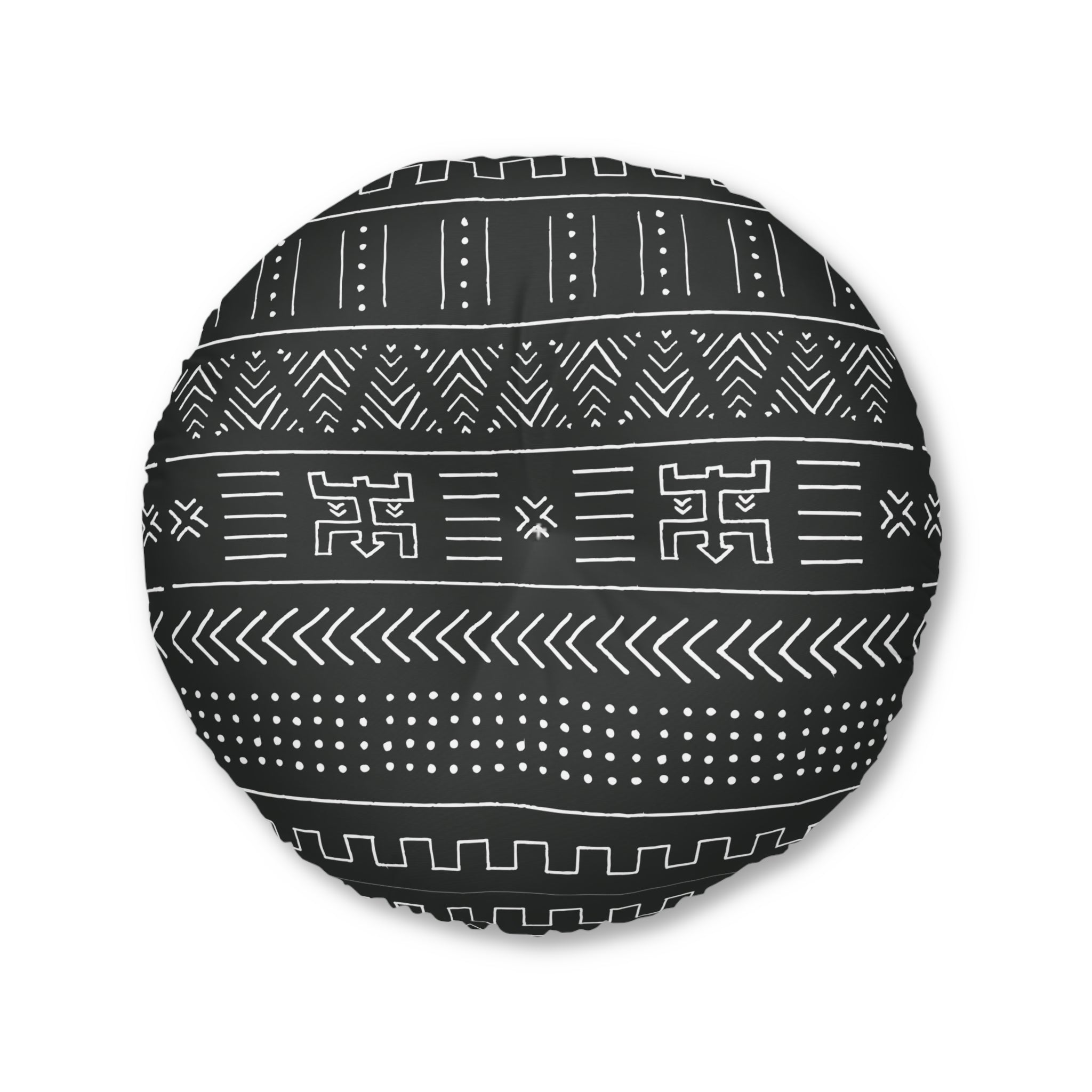 BW Mud Cloth Round Floor Pillow