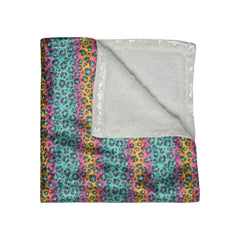 Rainbow Leopard Crush Crushed Velvet Blanket