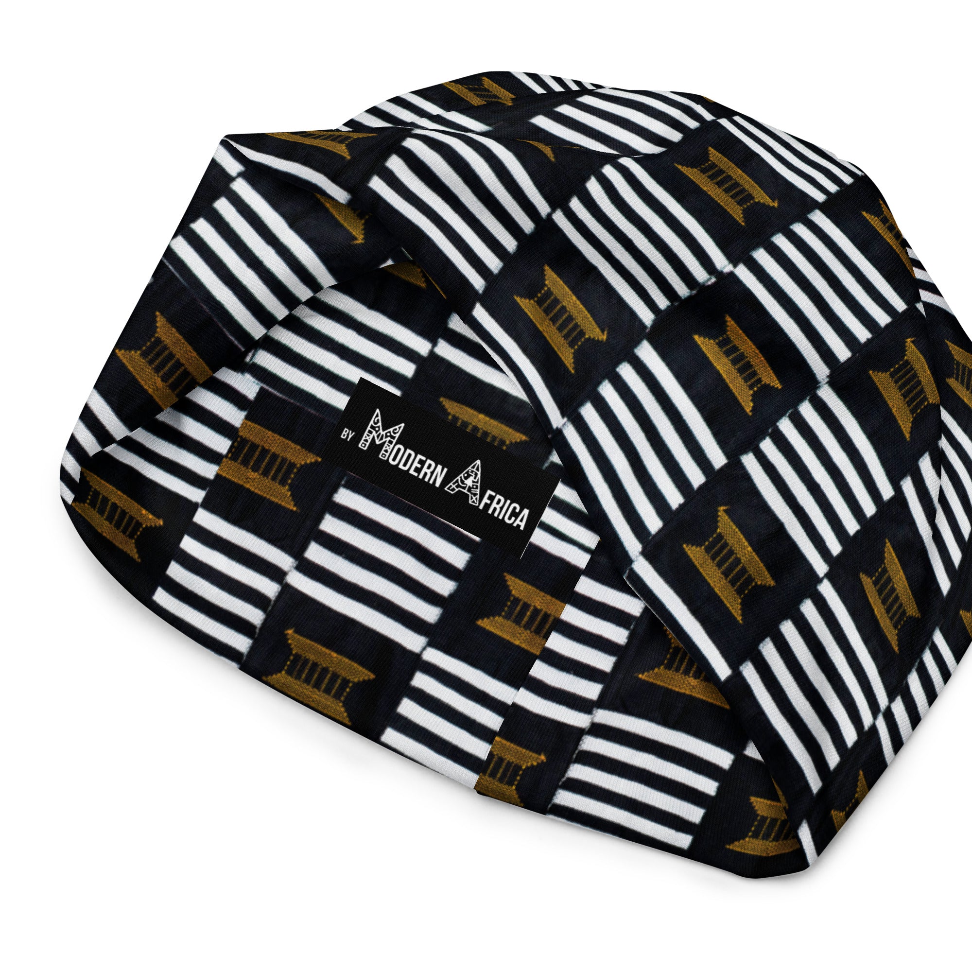 B/W Kente Beanie