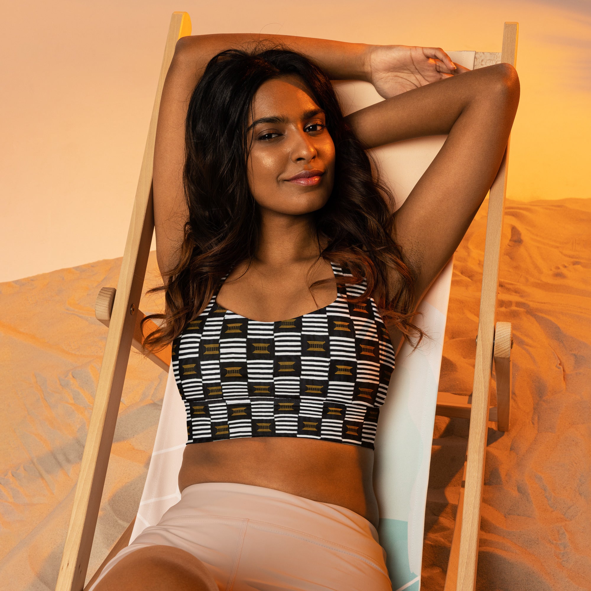 B/W Kente Sports Bra