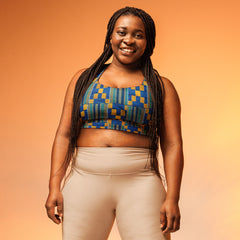 Blue/Yellow Kente Sports Bra