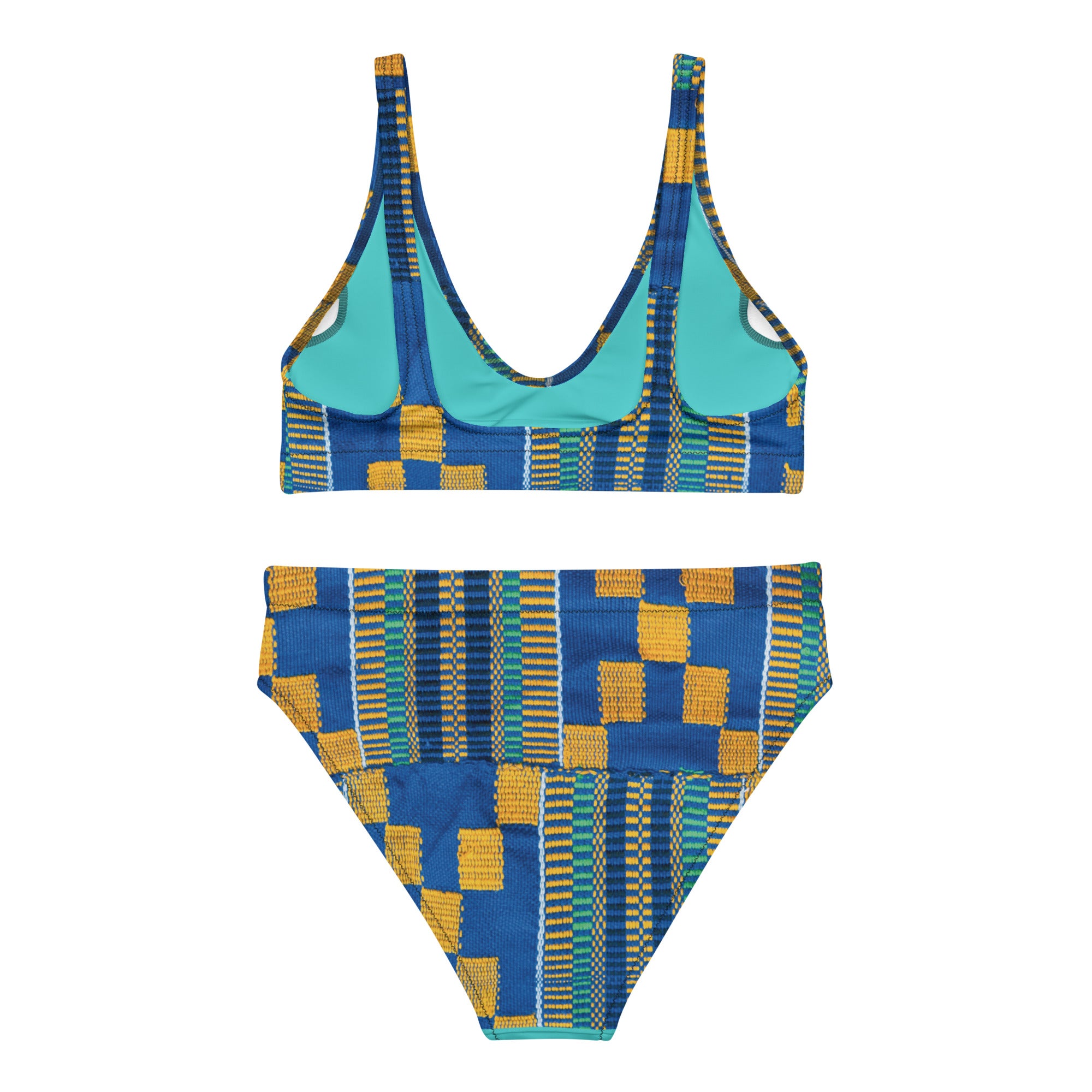 Blue/Yellow Kente High Waist Bikini