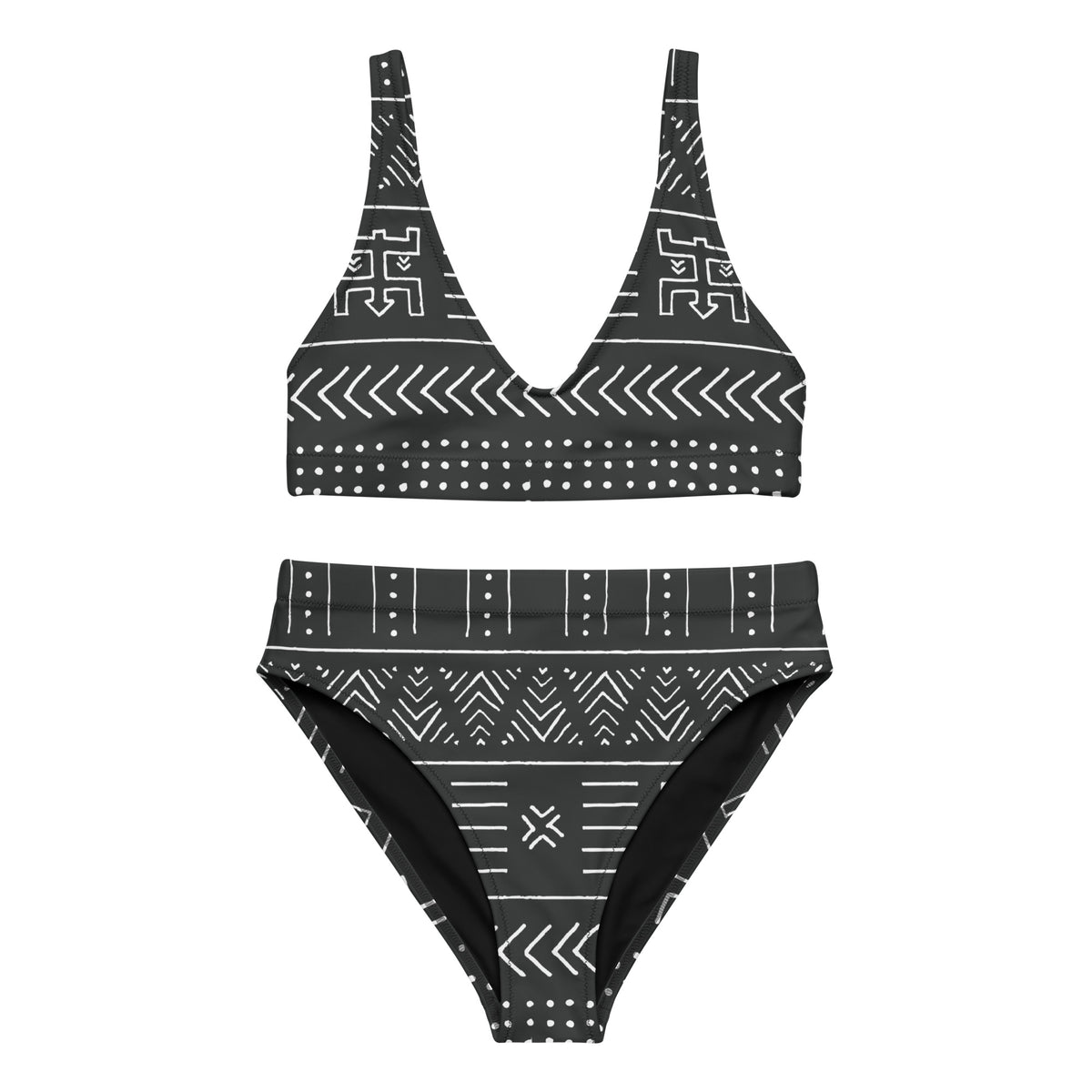 B/W Mudcloth High Waist Bikini