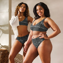 B/W Mud Cloth High Waist Bikini