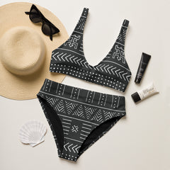 B/W Mud Cloth High Waist Bikini