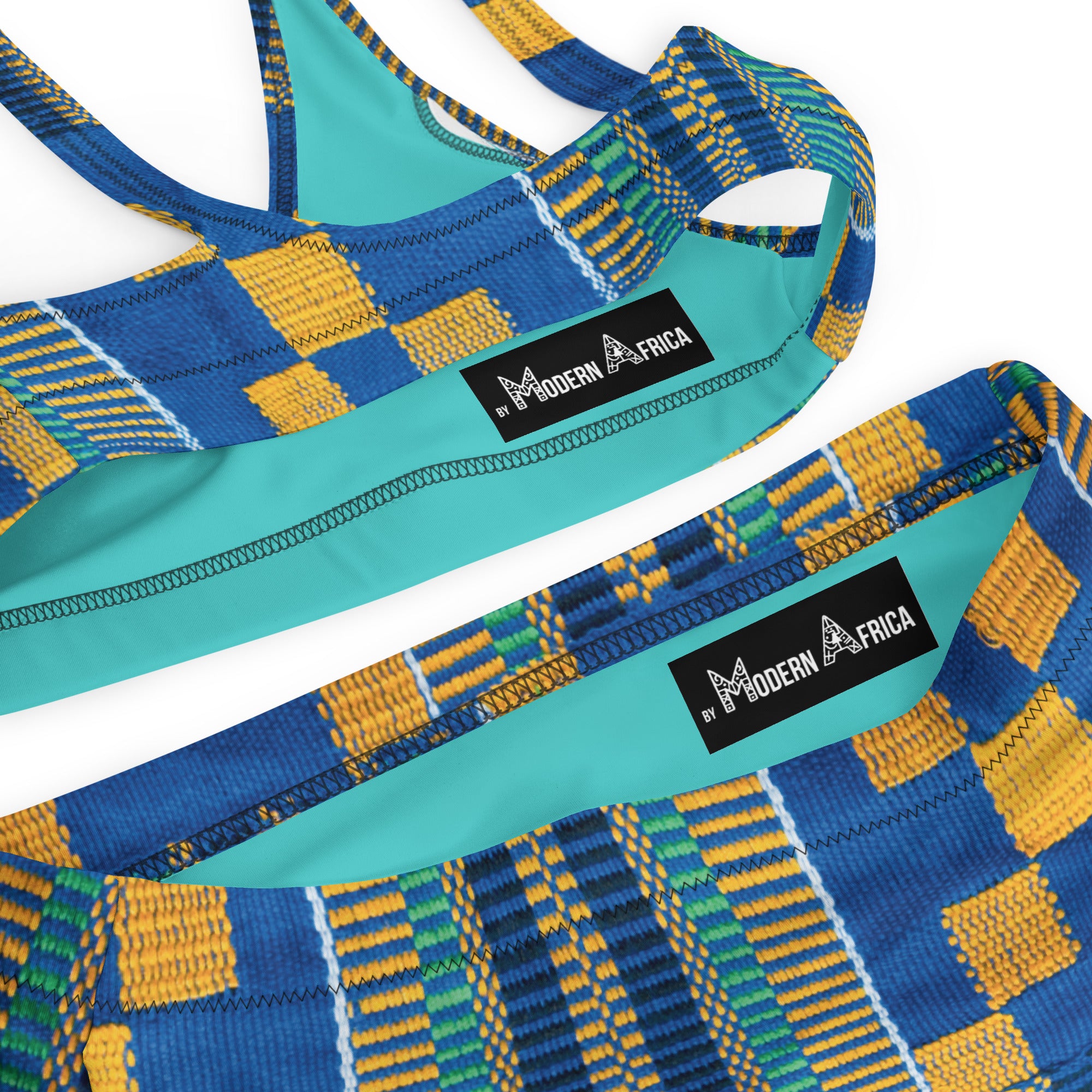 Blue/Yellow Kente High Waist Bikini