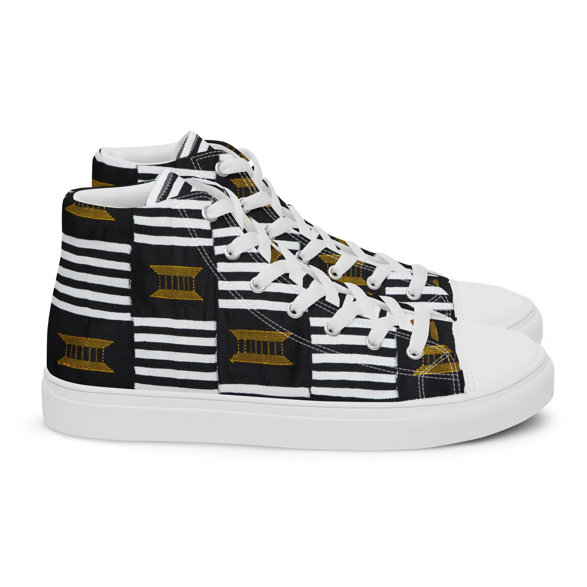 B/W Kente Womens Canvas High Tops