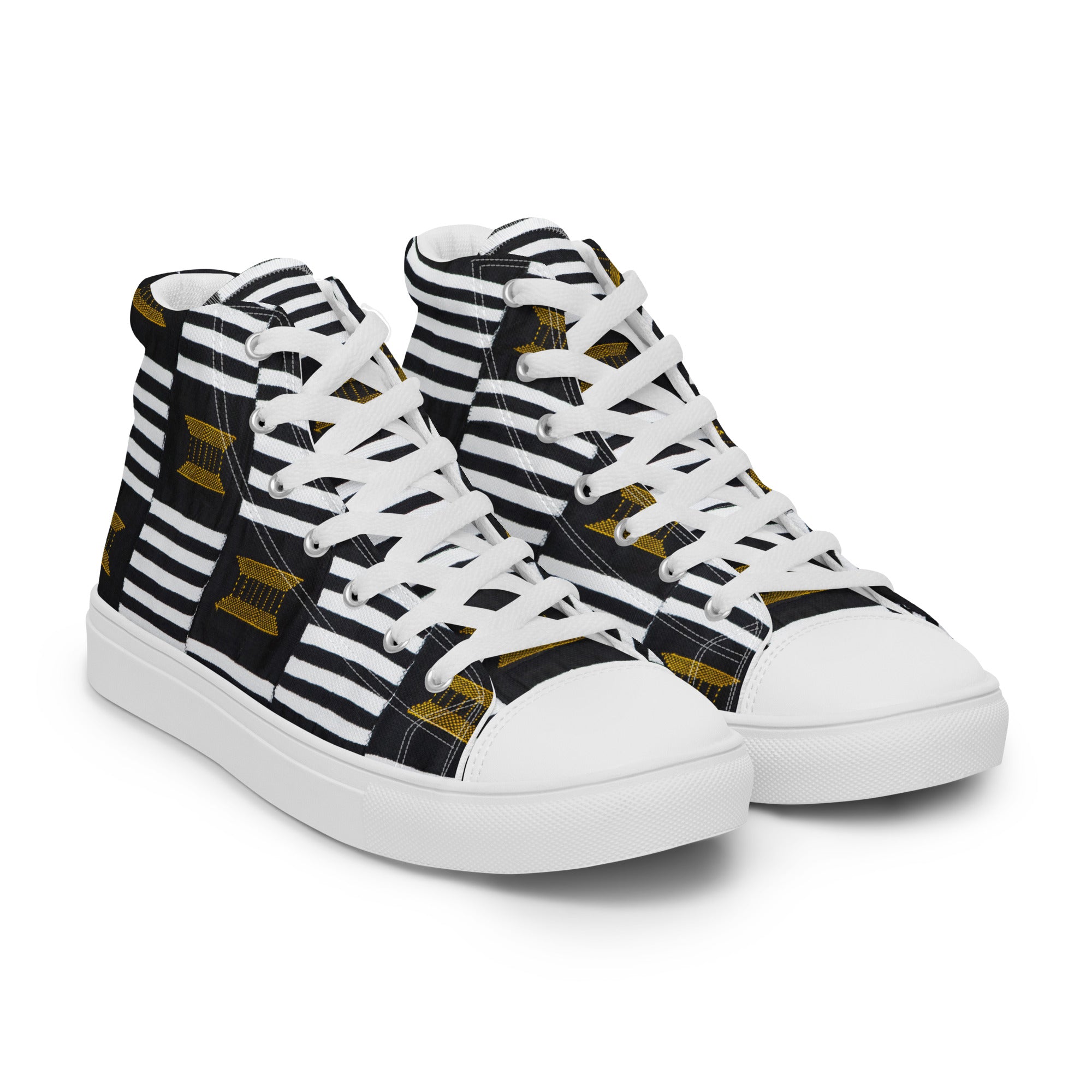 B/W Kente Womens Canvas High Tops