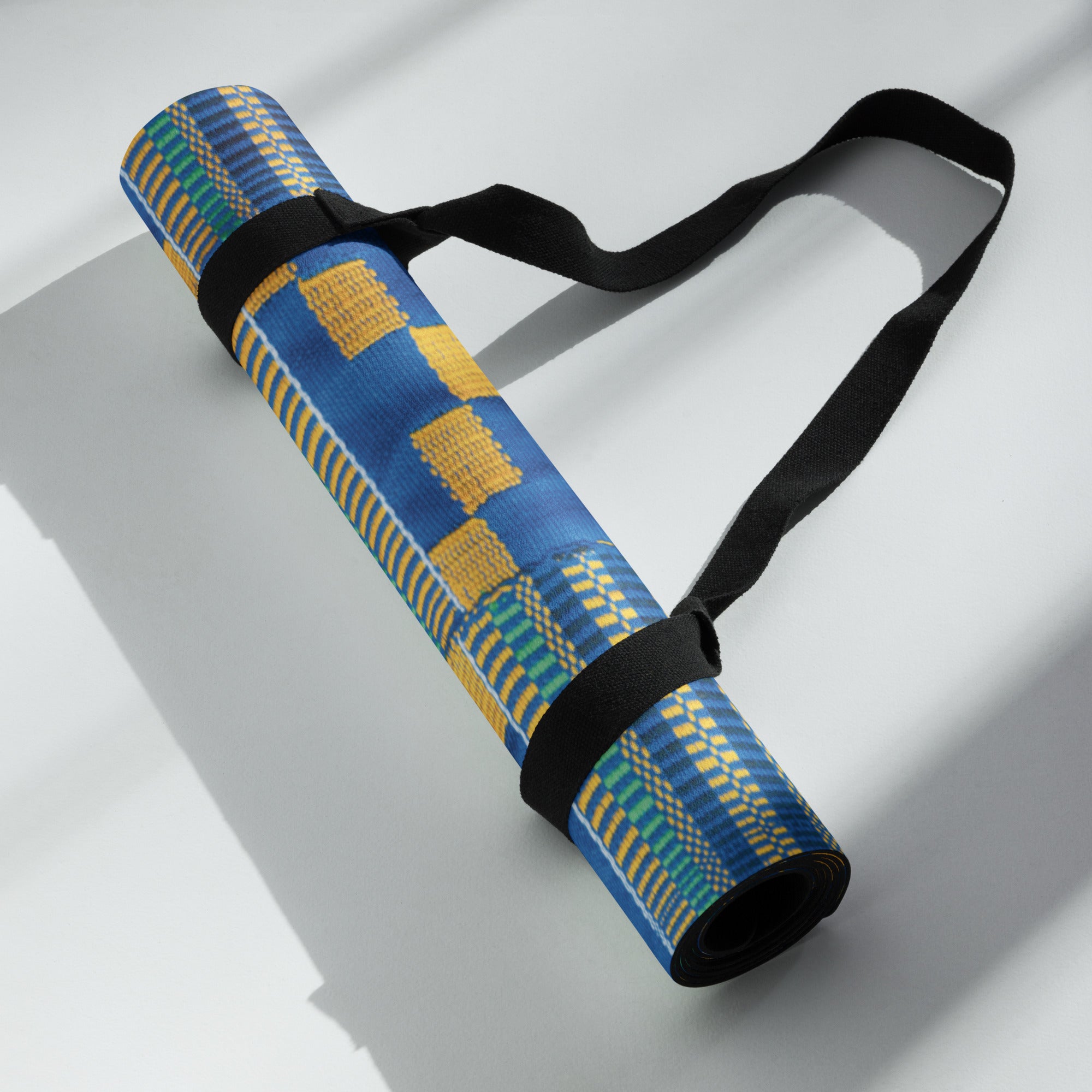 Blue/Yellow Kente Yoga Mat
